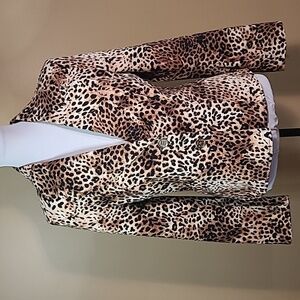 NWT ELISA FANTI Lined Animal Print Blazer Jacket, Zipper Details, Button Closure